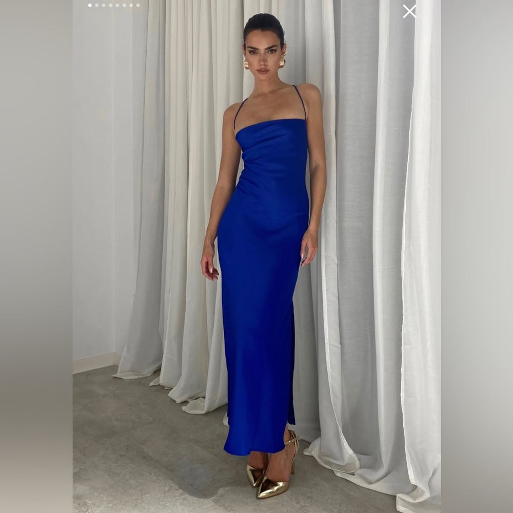 Meshki - Sydney Straight Neck Slip Maxi Dress - Cobalt Blue